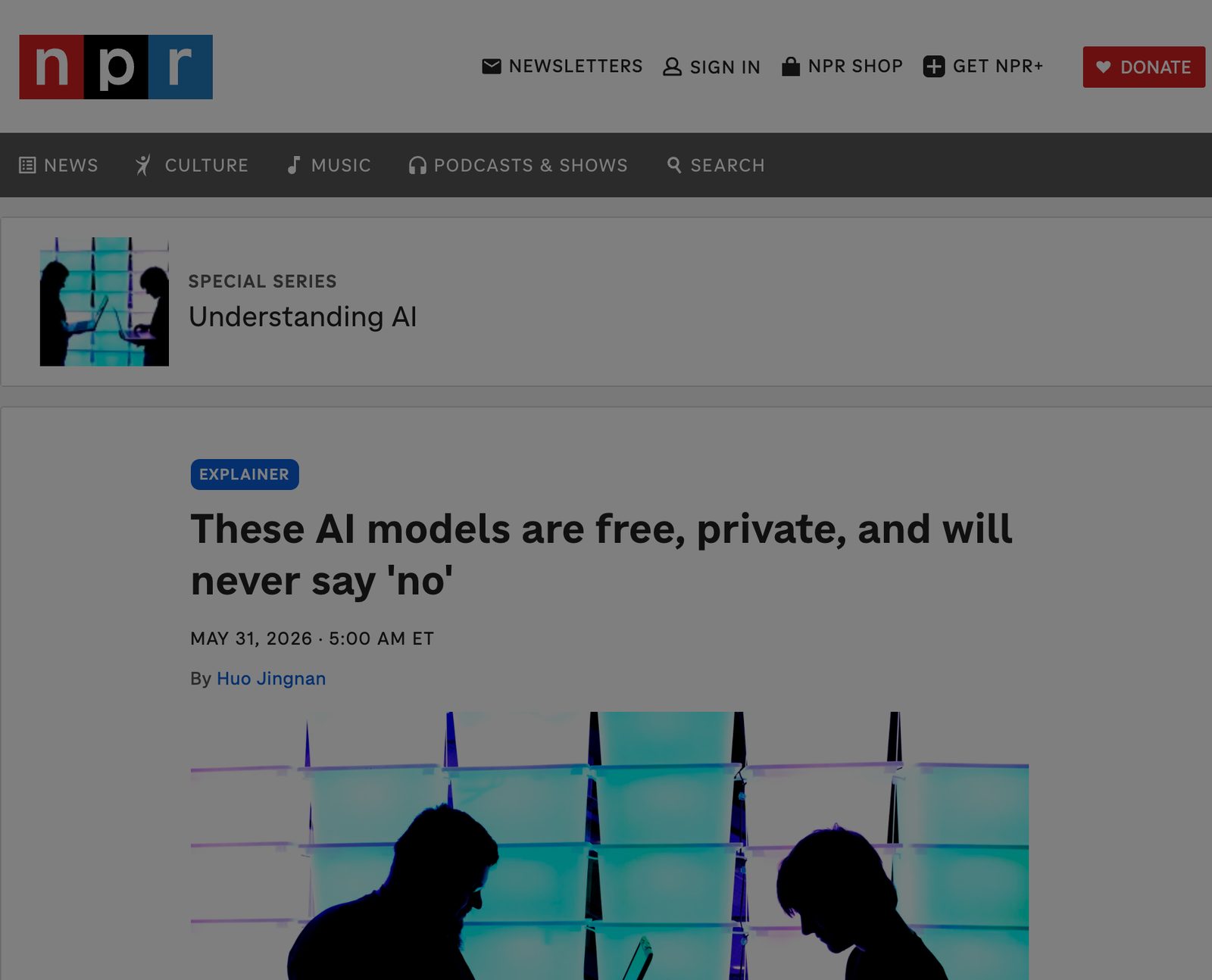 NPR explainer headline: These AI models are free, private, and will never say no
